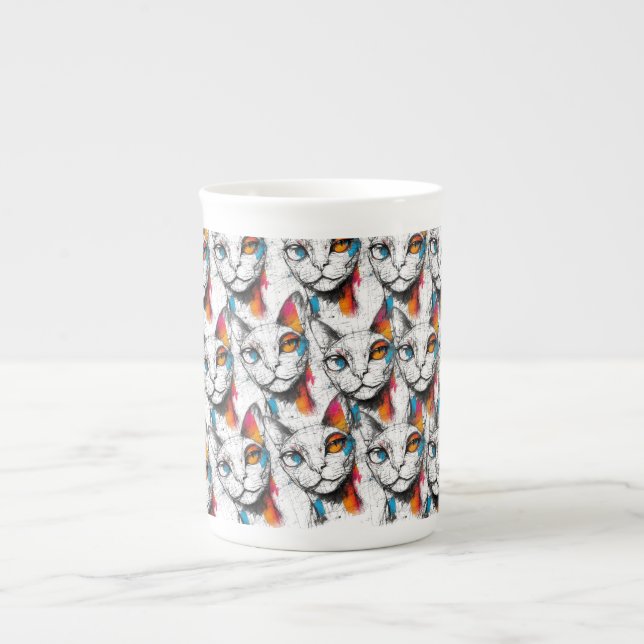 Caneca De Porcelana Gatinho curioso (Frente)