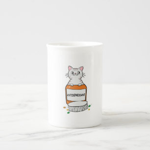 Caneca De Porcelana gato depresente   design amante de gatos