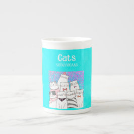 Caneca De Porcelana Gato Fofo, Travessuras de Gatos