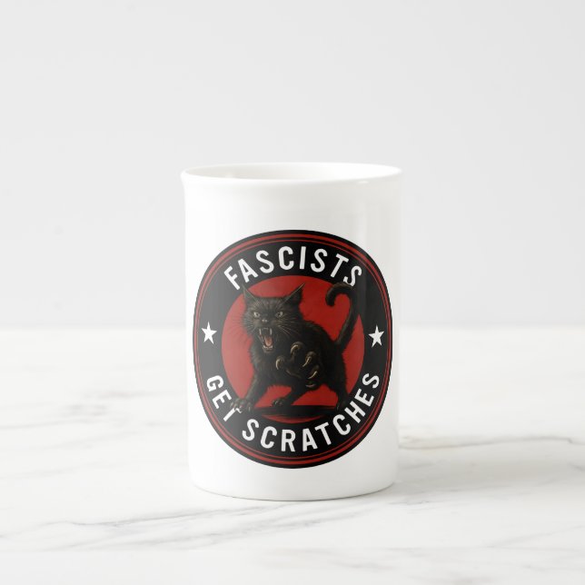 Caneca De Porcelana Gatos Contra Fascistas (Frente)