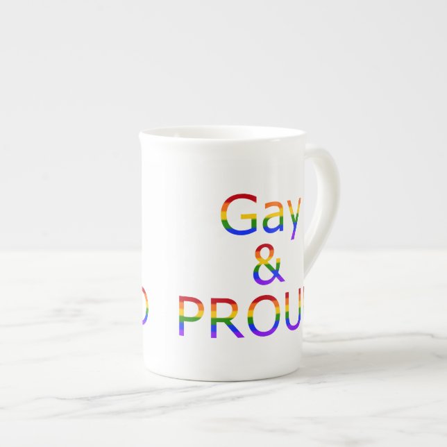 Caneca De Porcelana Gay de queda e orgulho (Frente Esquerda)