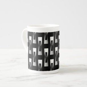 Caneca De Porcelana Geométrico metálico do art deco - prata e preto