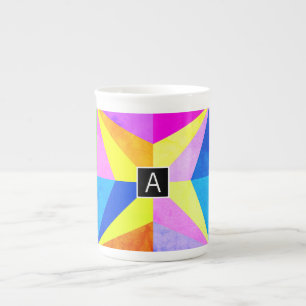 Caneca De Porcelana Geométrico multicolorido moderno e colorido   Mono