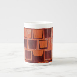 Caneca De Porcelana Geométrico Vermelho e Laranja