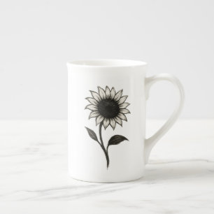 Caneca De Porcelana Girassol Minimalista - Elegante Design botânico