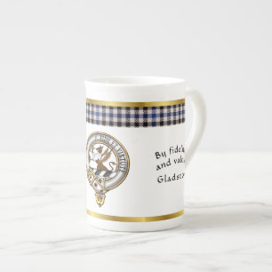 Caneca De Porcelana Gladstone Clan Crachá Tartan & Motto