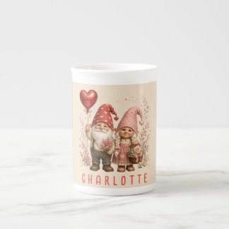 Caneca De Porcelana Gnomos do Dia dos Namorados Florais Personalizados