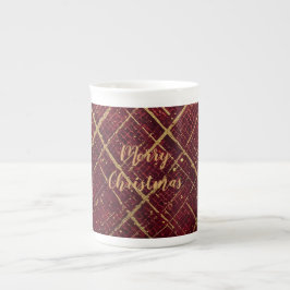 Caneca De Porcelana Gold Red Cross Pattern, Gold Merry Christmas ,