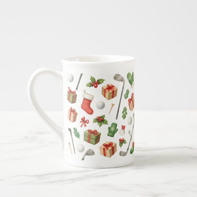 Caneca De Porcelana Golfe Natal temido com presentes de bola para golf (Esquerda)