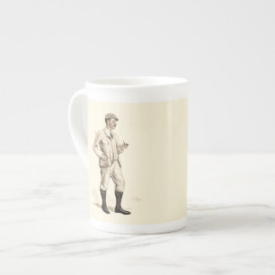 Caneca De Porcelana Golfer Vintage com Pipe e Raízes de Cigarro