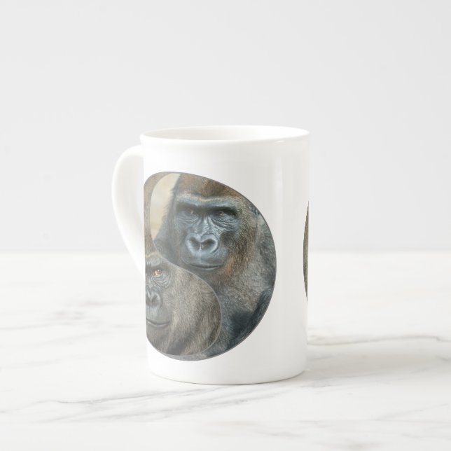 Caneca De Porcelana Gorilla, mãe e filho (Frente Esquerda)