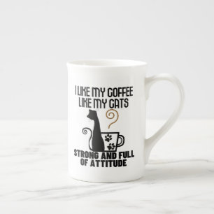 Caneca De Porcelana Gosto do meu café como gosto dos meus gatos... for