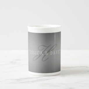 Caneca De Porcelana Gradiente Cinza Mudando Gradualmente Qualquer Nome