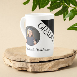 Caneca De Porcelana Graduação Simples Preto e Branco