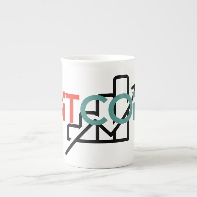 Caneca De Porcelana "Gráfico de Crescimento do Bitcoin com Estrelas em (Frente)