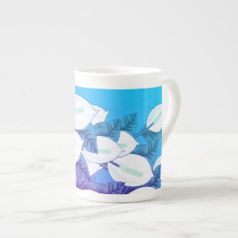 Caneca De Porcelana Gráfico de Lily de Paz Branca Pálida Roxo Azul
