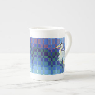 Caneca De Porcelana Grande Garça Azul Bargello