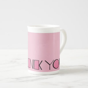 Caneca De Porcelana Grande Obrigado, Pink Bone China Mug