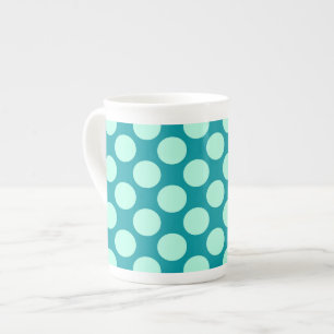 Caneca De Porcelana Grandes pontos retrô - turquesa e aqua