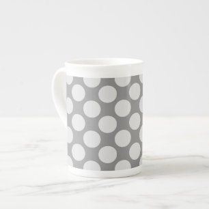 Caneca De Porcelana Grandes pontos retrorreflectores - tons de cinza/c