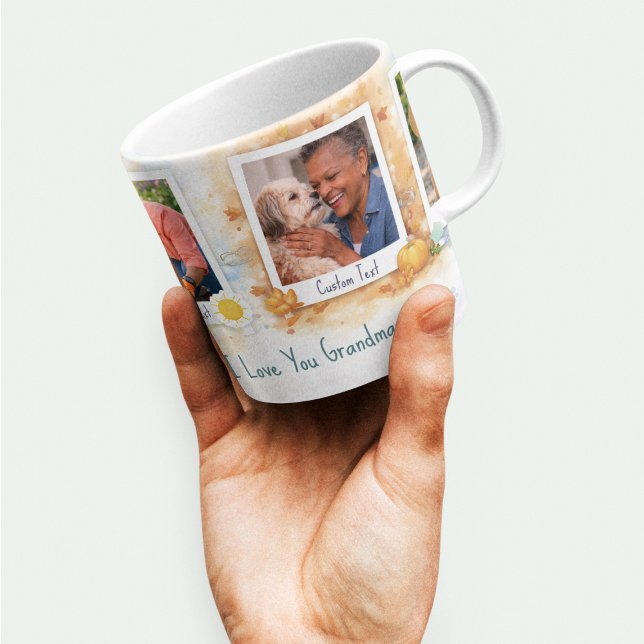 Caneca De Porcelana Grandma Seasonal Memories Photo Collage Specialty  (Grandma Seasonal Memories Photo Collage Specialty Bone China Mug)