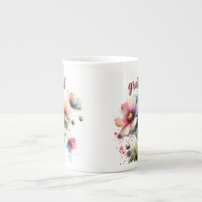 Caneca De Porcelana Grateful Floral Modern Specialty Mug (Frente)