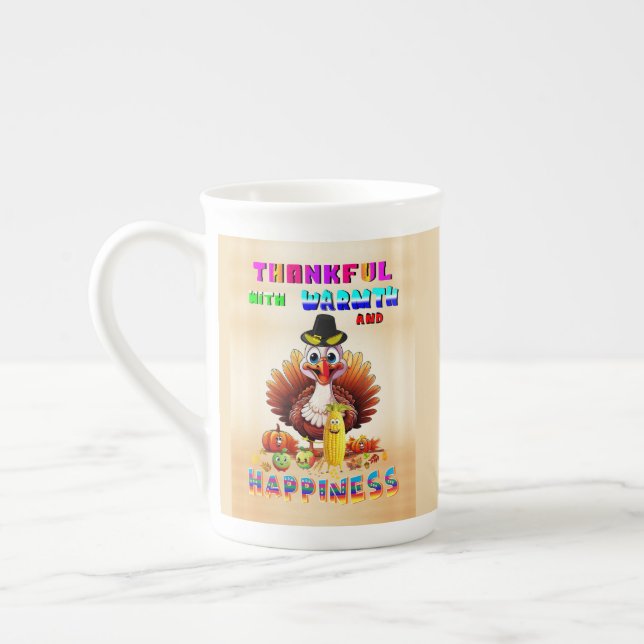 Caneca De Porcelana Gratidão Com Calor E Felicidade (Esquerda)