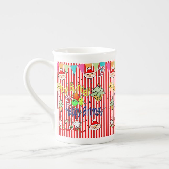 Caneca De Porcelana Greve Feliz Aniversário Feliz Feliz Natal (Esquerda)