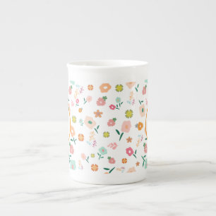 Caneca De Porcelana Groovy Retro Daisy Flowers Padrão Boho Floral