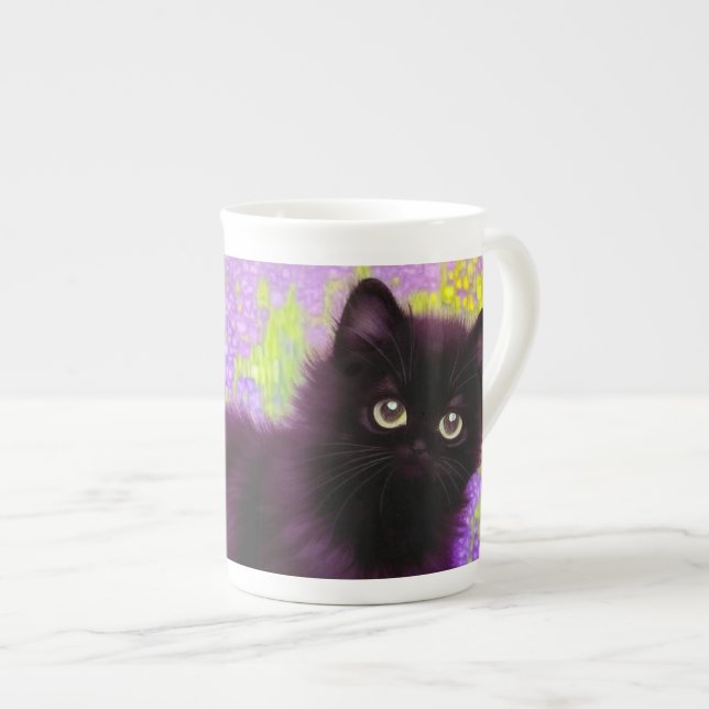 Caneca De Porcelana Gustav Klimt Black Kitten (Frente Esquerda)