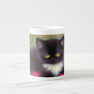 Caneca De Porcelana Gustav Klimt Tuxedo Cat