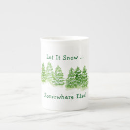 Caneca De Porcelana Handpainted Winter Trees Let Snow Somewhere Else 