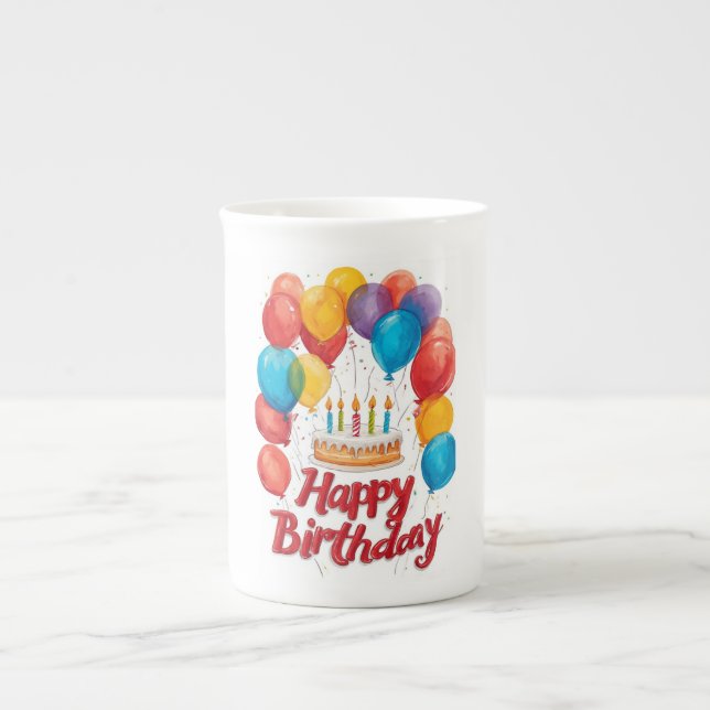 Caneca De Porcelana Happy Birthday (Frente)