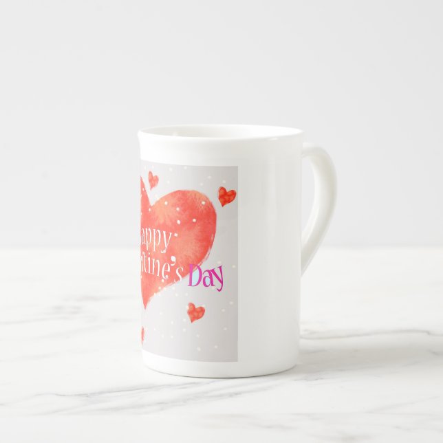 Caneca De Porcelana Happy Valentine's Day (Frente Esquerda)