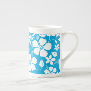 CANECA DE PORCELANA HAWAIIAN HULA (HIBISCUS) BLUE BONE CHINA MUG