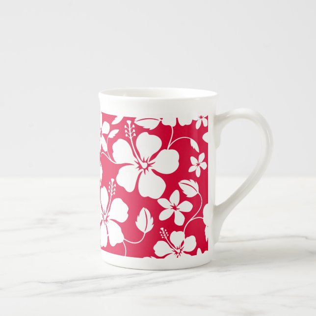 CANECA DE PORCELANA HAWAIIAN HULA (HIBISCUS) RED BONE CHINA MUG (Direita)