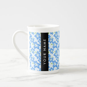 Caneca De Porcelana Hibisco Azul, Flores Azuis, Seu Nome