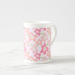 Caneca De Porcelana Hibisco Rosa, Flores Rosa, Padrão De Flores