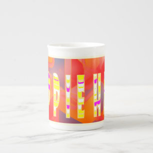 Caneca De Porcelana Hippie Hats design grandes palavras e gráficos