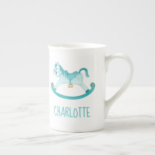 Caneca De Porcelana Hobby cavalo whimsy watercolor aqua nome personali