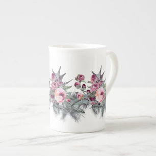 Caneca De Porcelana Holly Plum Rosa Garland