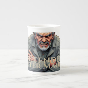 Caneca De Porcelana Homem Velho Irritado – Ilustração de Desenho Anima