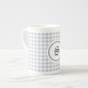 Caneca De Porcelana Houndstooth cinzento clássico na moda com