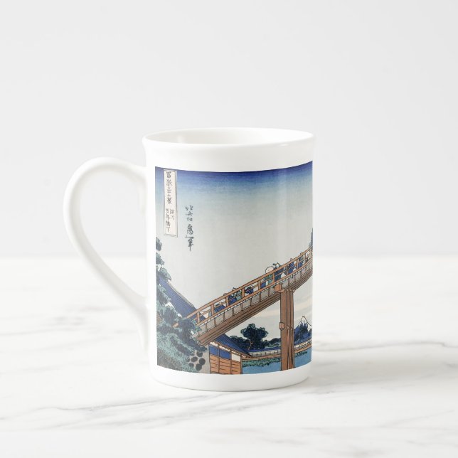Caneca De Porcelana Housai Monte Fuji visto de baixo da ponte masculin (Esquerda)