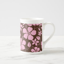 CANECA DE PORCELANA HULA HAVAIANA (HIBÍSCO) MARROM/ROSA