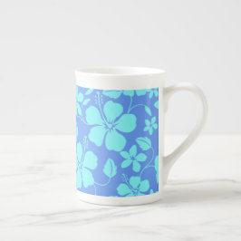 CANECA DE PORCELANA HULA HAVAIANA (HIBÍSCO) PERVINCA/TEAL