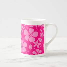 CANECA DE PORCELANA HULA HAWAIIANA (HIBÍSCO) GOIABA ROSA