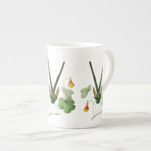 Caneca De Porcelana Hummingbird Verde e Nasturtium