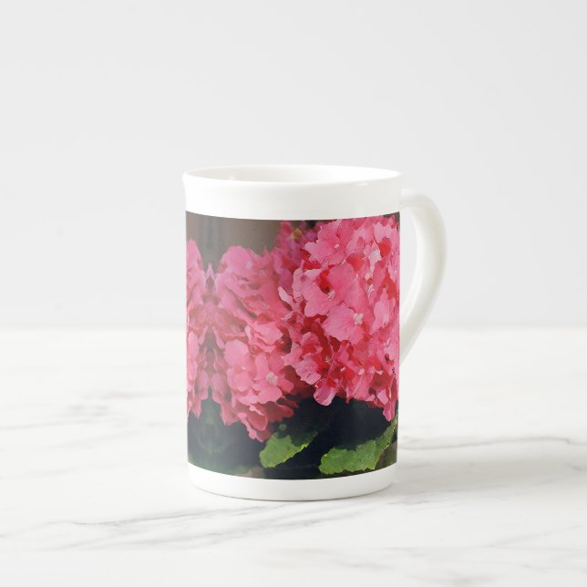 Caneca De Porcelana Hydrangeas Rosa (Frente Esquerda)