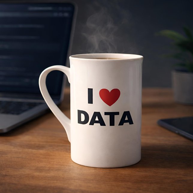 Caneca De Porcelana I Love Data Bone China Mug | Geek Coffee Cup (Product Shot)